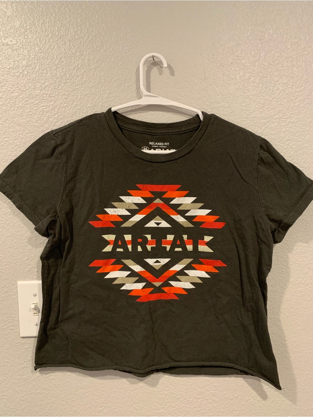Ariat Black Tee with Red & White Aztec Graphic